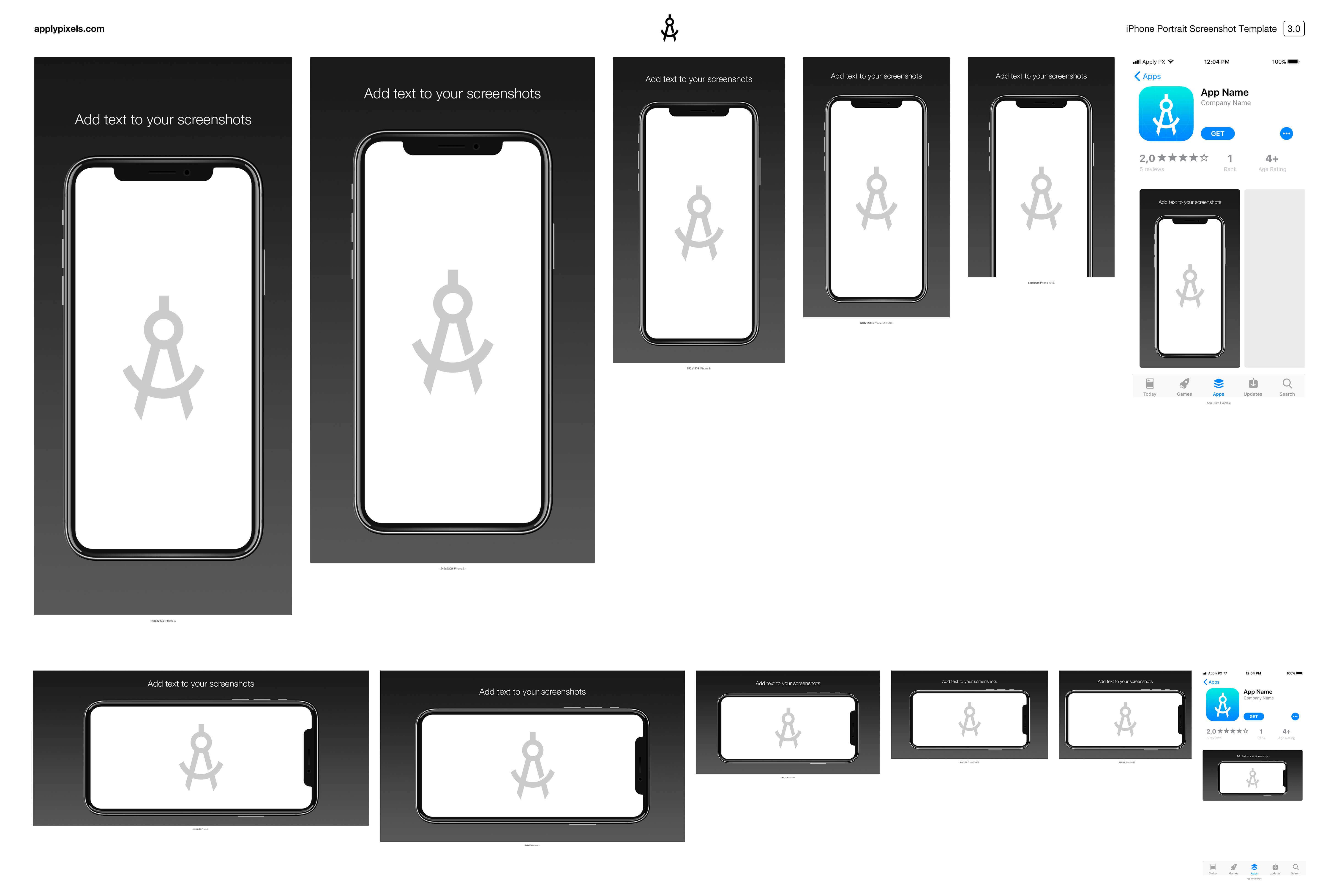 Our iPhone Screenshot Template, which is a useful tool for designing correctly dimensioned screenshots.